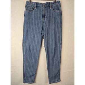 Hollister Ultra High Rise Mom Jeans Womens Stripes Size 15 R 32x27 Cotton Blend